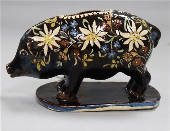 A pottery pig moneybox